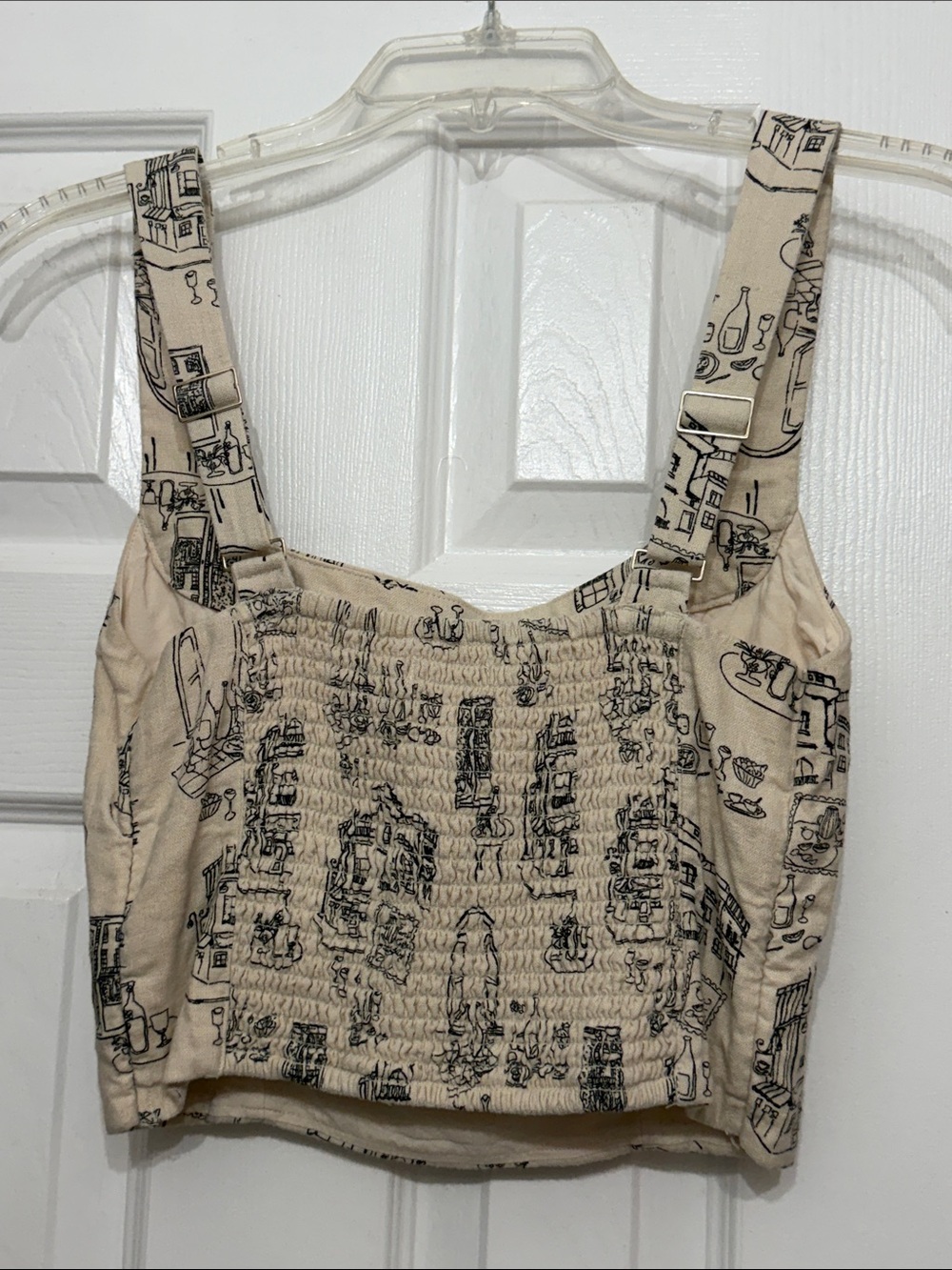 Abercrombie Beige Printed Square-Neck Crop Top - Picture 2 of 2